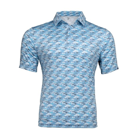 1764 Flock of Birds Men's Short Sleeve Golf Polo Shirt - Light Blue - Size XL - Picture 1 of 8